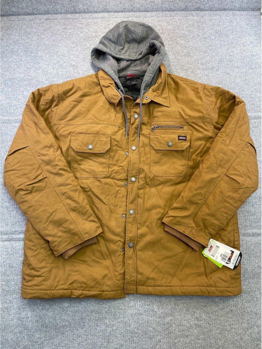 NWT Dickies Canvas Hooded Jacket Mens 3XL Brown Duck Canvas Work Coat Insulated